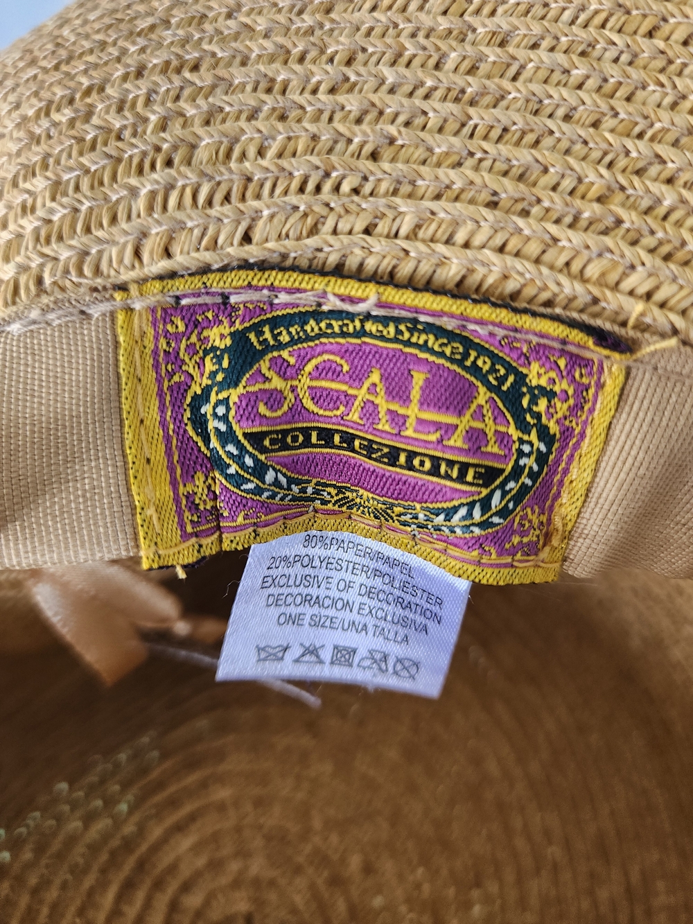 Scala Tan Straw Hat with Turquoise Blue Accent - Picture 6 of 6